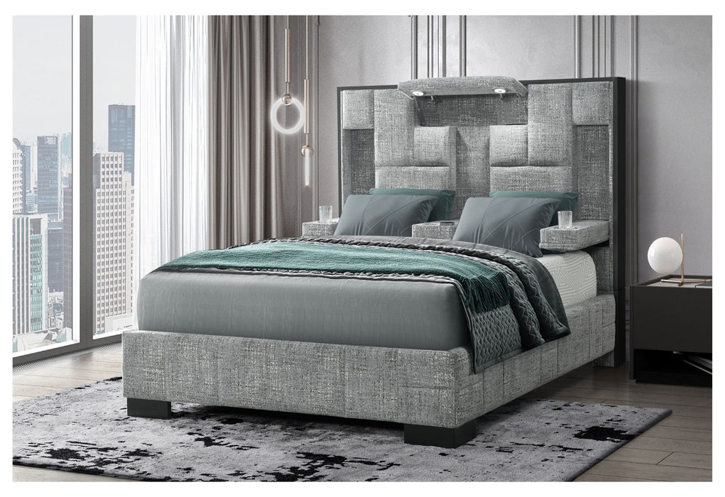 Oscar - Queen Bed Fabric - Dark Gray