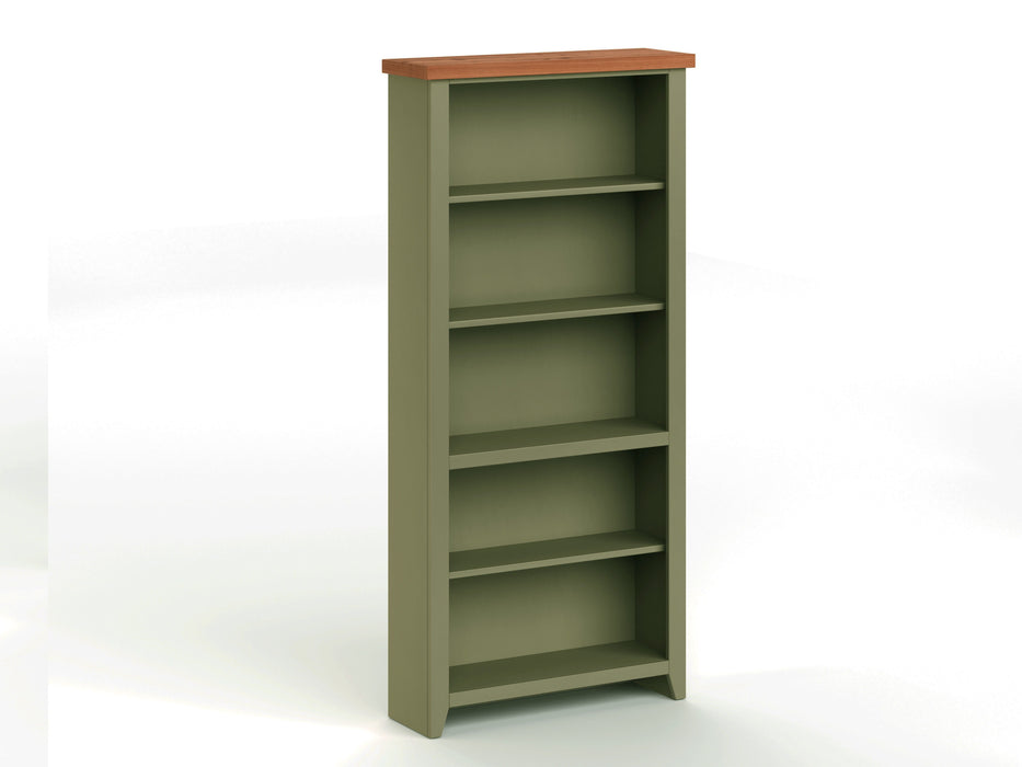 Vineyard - 5-Shelf Bookcase - Sage Green / Fruitwood