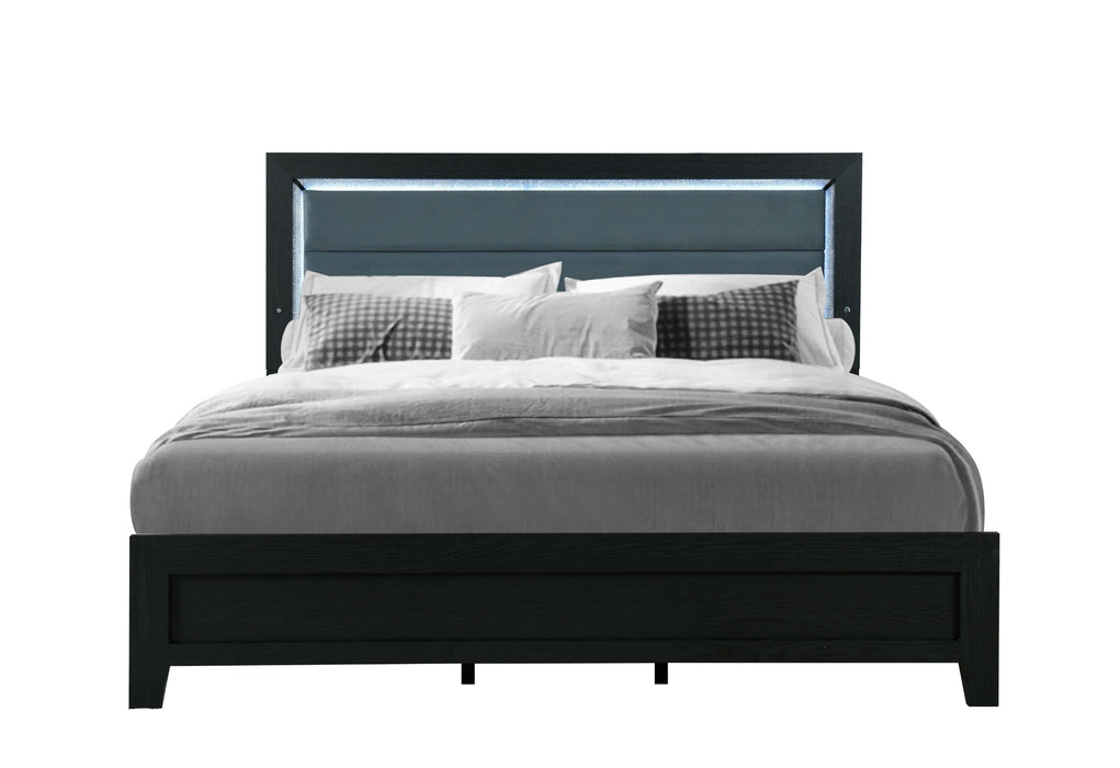 Reid - King 5 Piece Bed Group With LED - Black