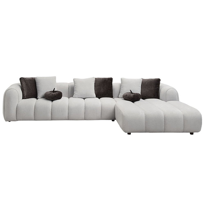 Manilla - Sectional Sofa With 8 Pillows - Ivory White Linen