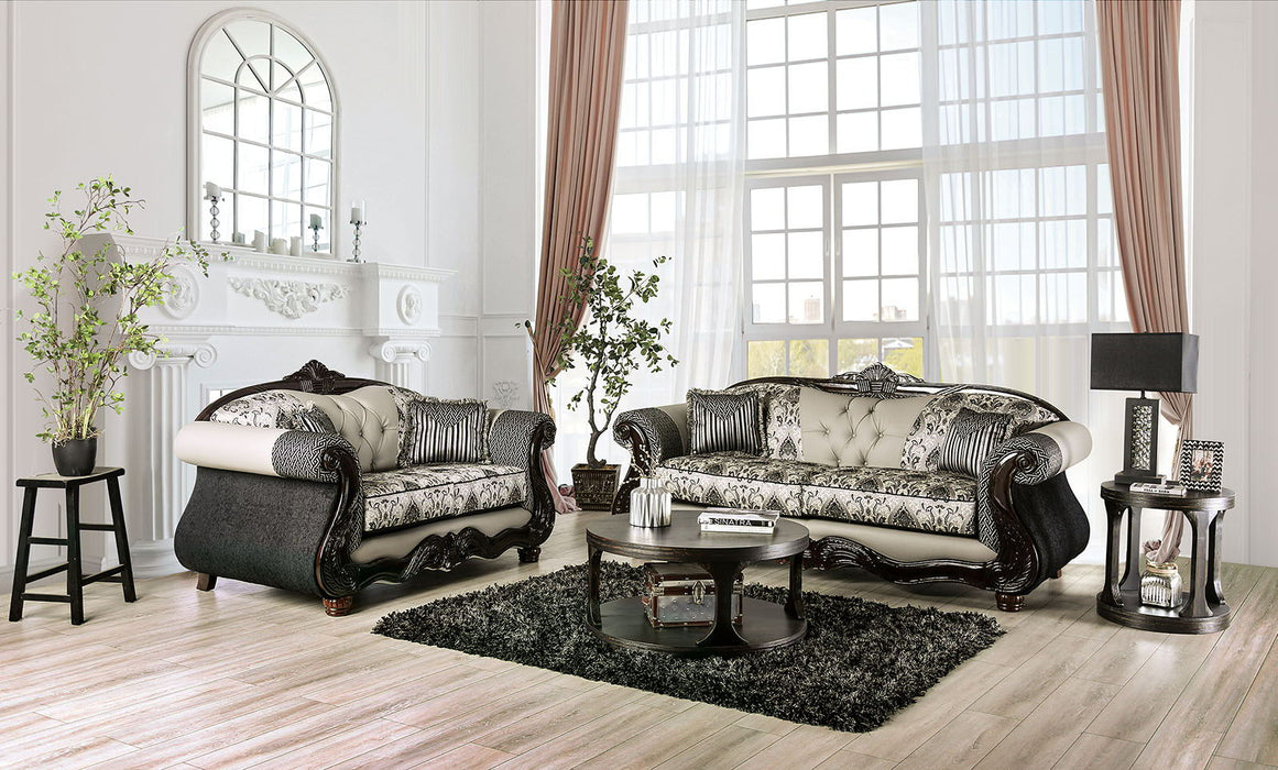 Crespignano - Loveseat - Black / Gray