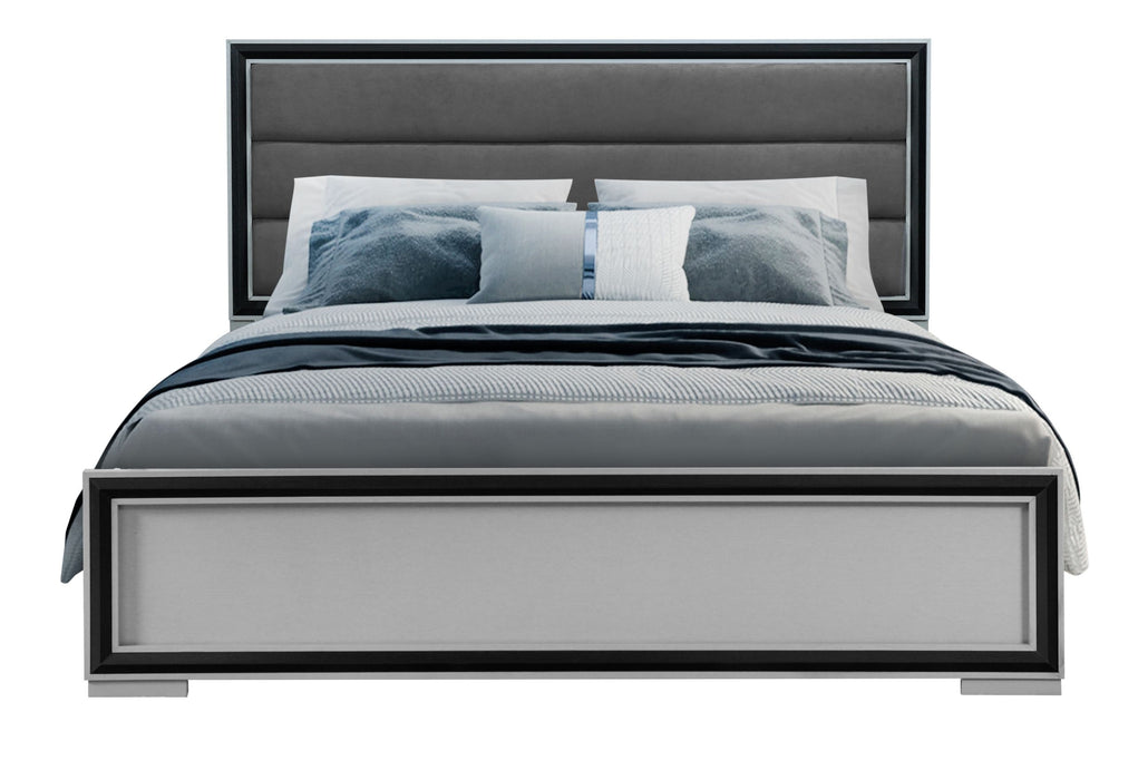 Amelia - King Bed Group With LED - Gray Black