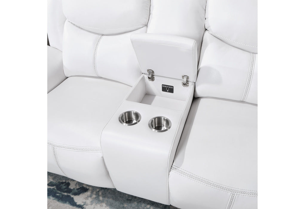 U5987 - Power Console Reclining Loveseat - Blanche White