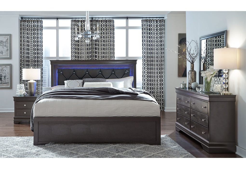 Pompei - Queen Bed With LED - Metallic Gray