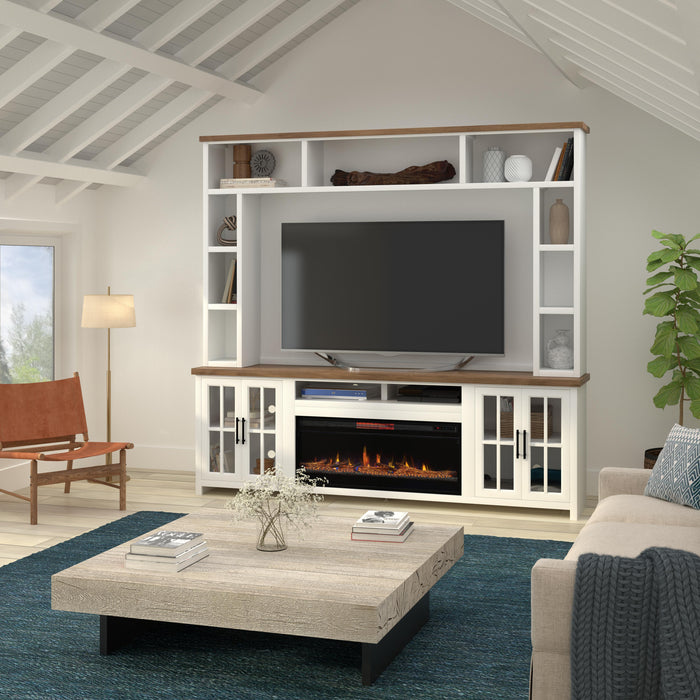 Hampton - Fireplace Entertainment Center - Jasmine Whitewash / Barnwood