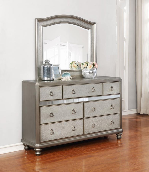 Bling Game - 7-Drawer Dresser With Mirror - Metallic Platinum