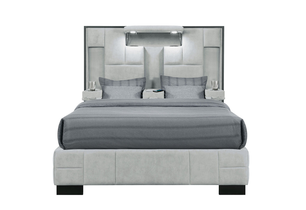 Oscar - Queen Bed Fabric - Light Gray