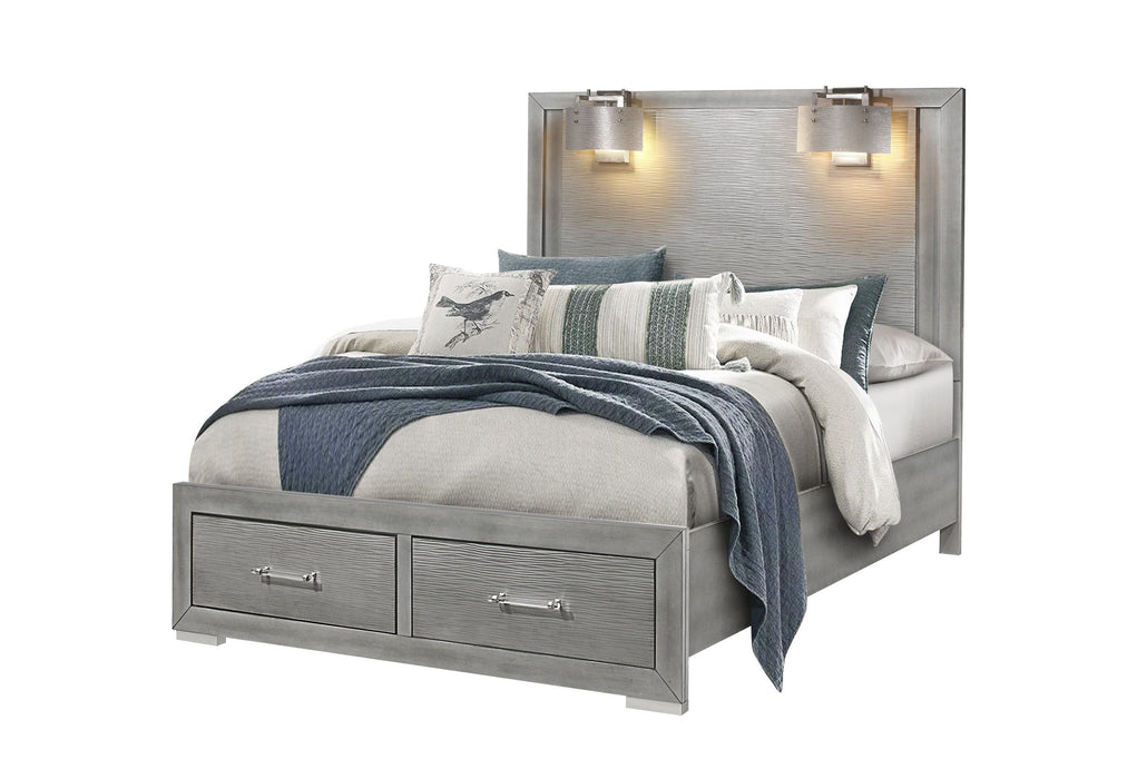 Tiffany - Full Bed With Lamps - Silver