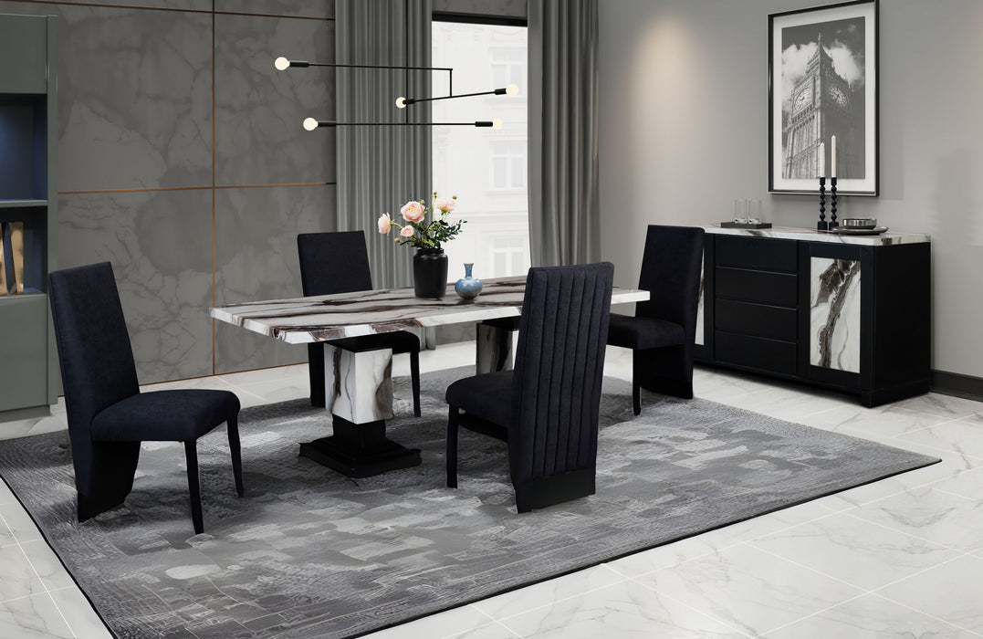 D12 - Dining Table And Four Dining Chairs - Black / White