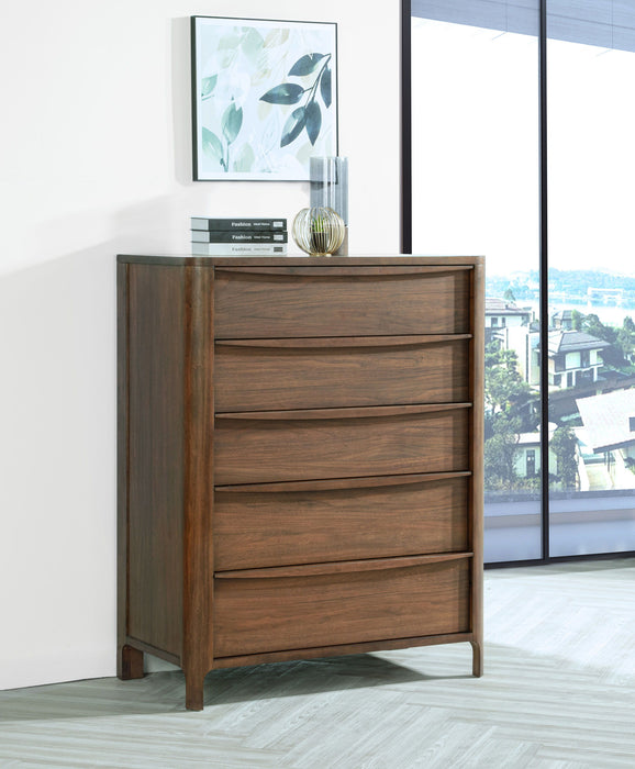 Maderia - 5-Drawer Chest Of Drawers - Walnut