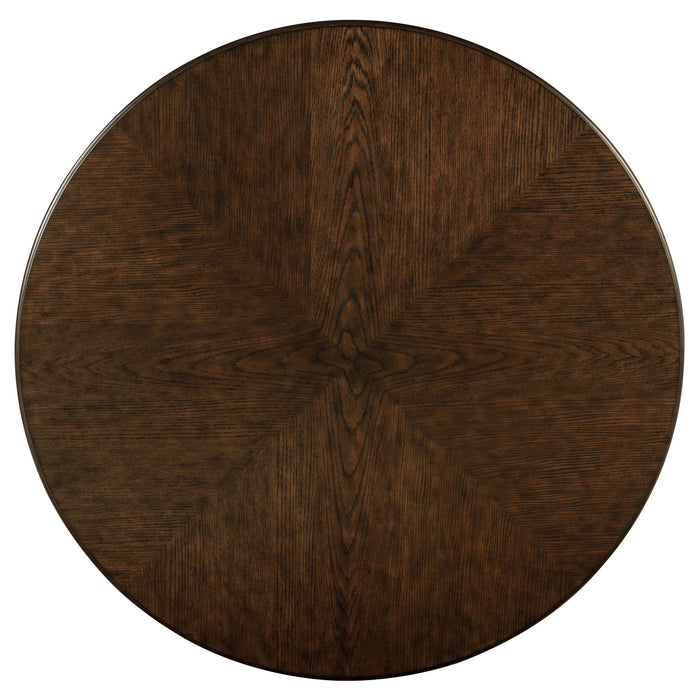 Landon - Round Wood Pedestal Dining Table - Rich Brown