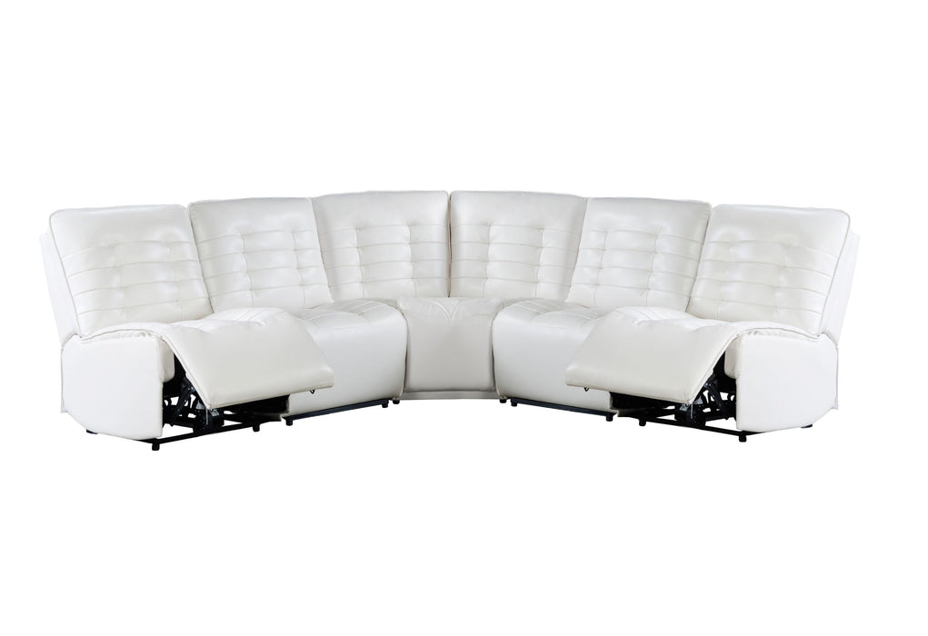 U6066 - 5 Piece Sectional (2 Power Armless Recliners, 2 Chairs And 1 Wedge) - Blanche White