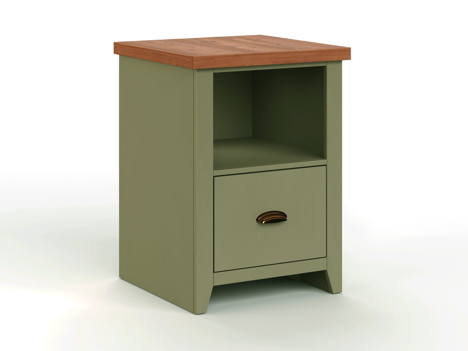 Vineyard - One Drawer File Cabinet - Sage Green / Fruitwood