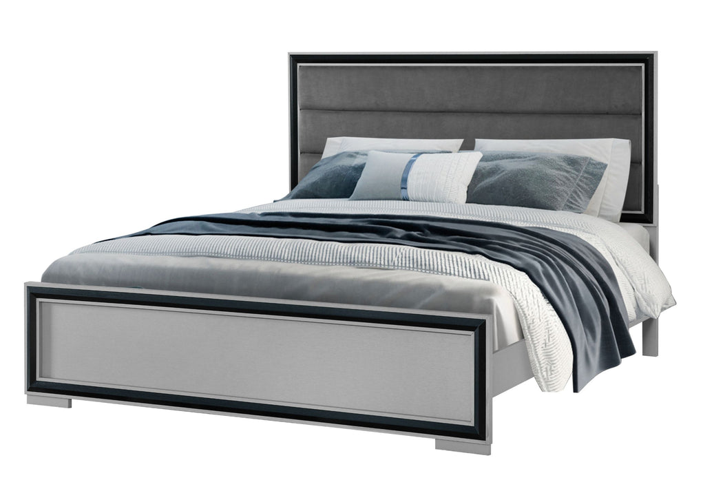 Amelia - Queen Bed Group With LED - Gray Black