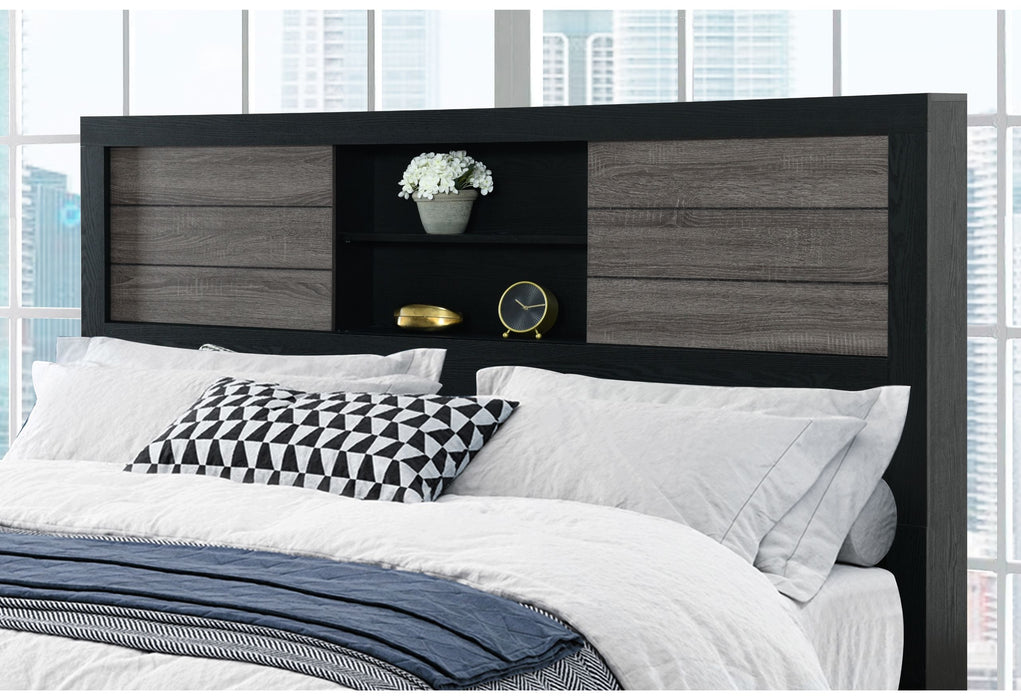 Lisbon - King Bookcase Bed Group - Gray / Black