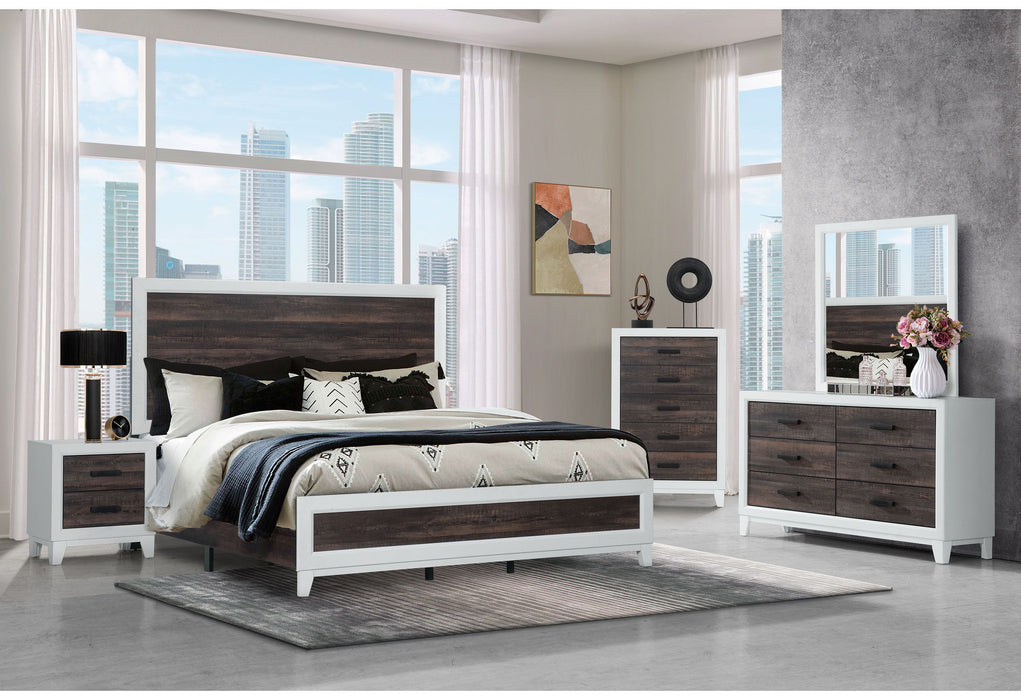 Lisbon - King Bed, Dresser And Nightstand - Oak / White