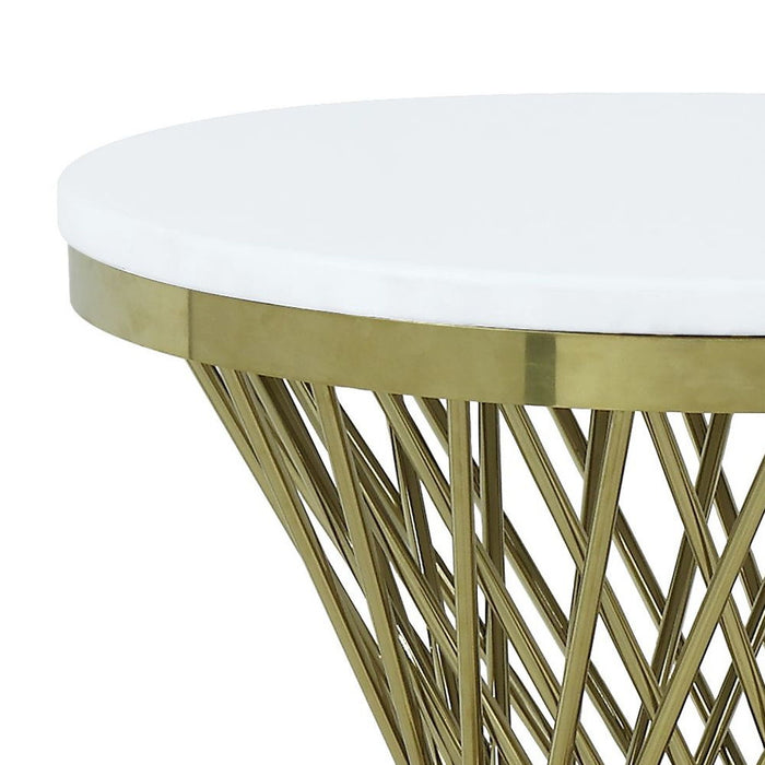 Fallon - End Table With Engineered Stone Top - Gold