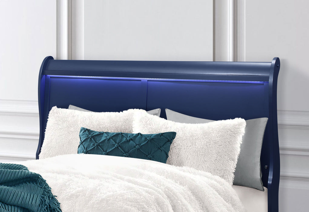 Charlie - King Bed Group With LED - Blue