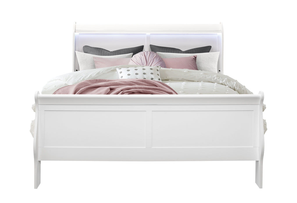 Charlie - Queen Bed Group With LED - White