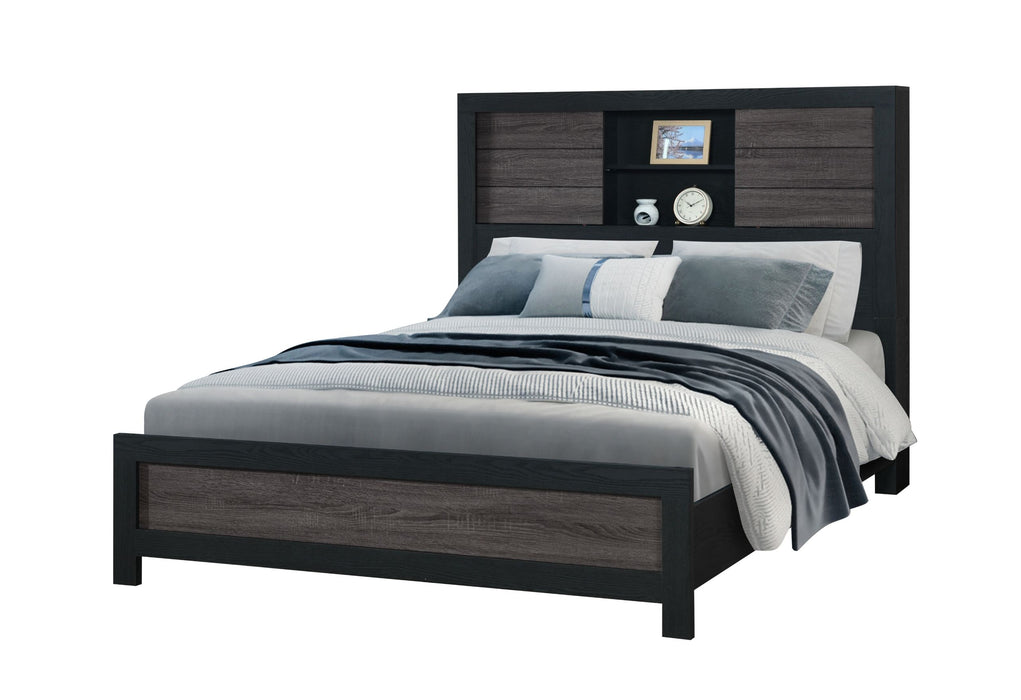 Lisbon - Queen Bookcase Bed Group - Gray / Black