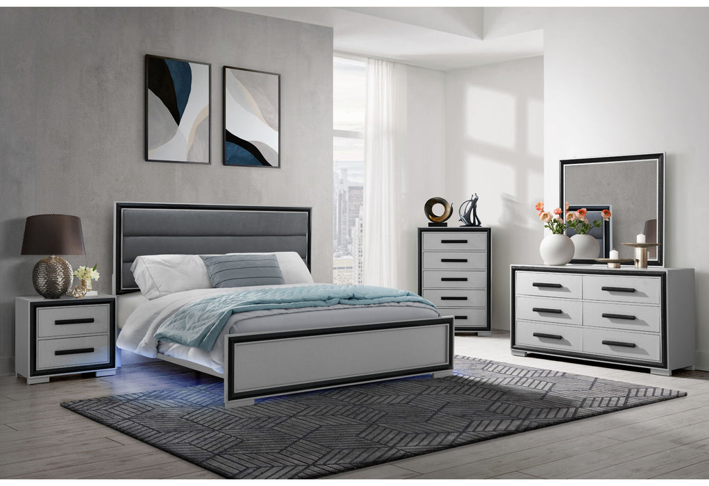 Amelia - Queen Bed With LED - Gray Black