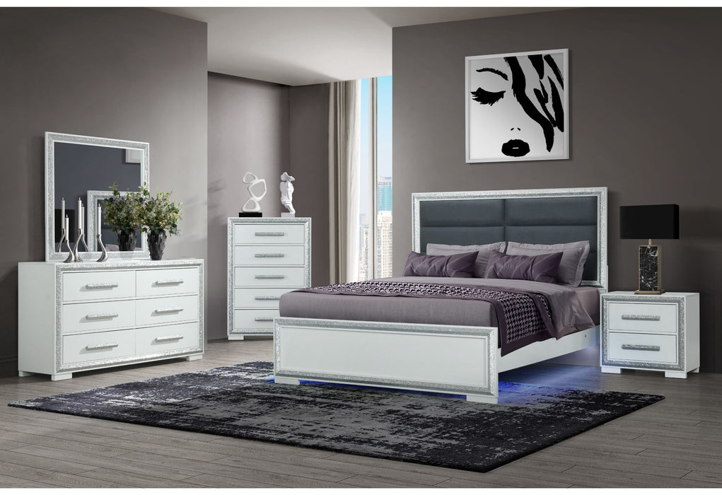 Andros - Full Bed Group With LED - Silver