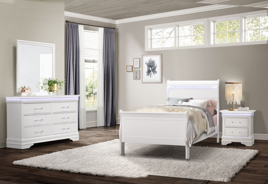 Charlie - Twin Bed, Dresser, Mirror And Nightstand - White