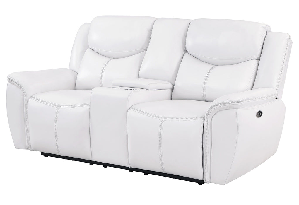 U5987 - Power Console Reclining Loveseat - Blanche White