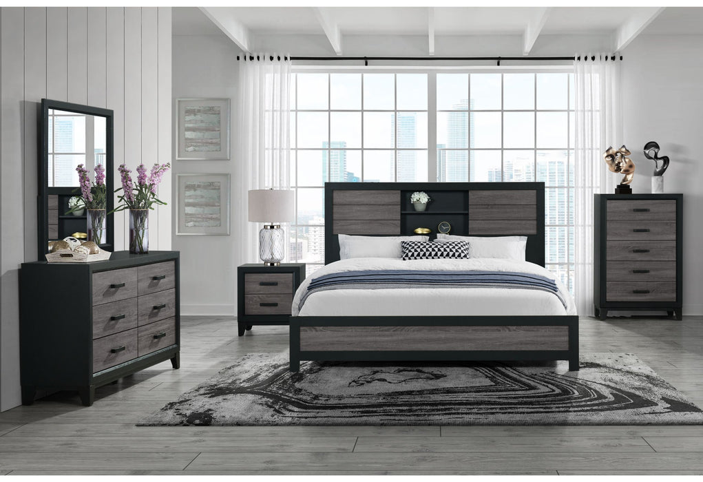 Lisbon - Queen Bookcase Bed Group - Gray / Black