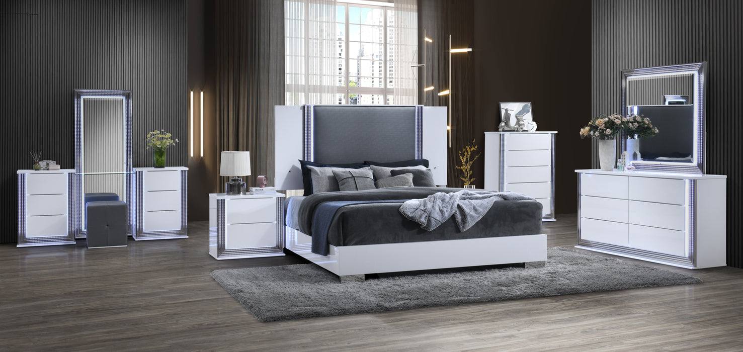 Ylime - Queen Bed Group With Vanity Set - White / Gray