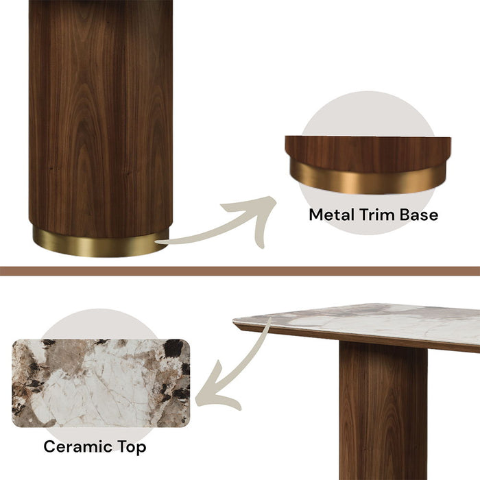 Willene - Dining Table With Ceramic Top - Walnut