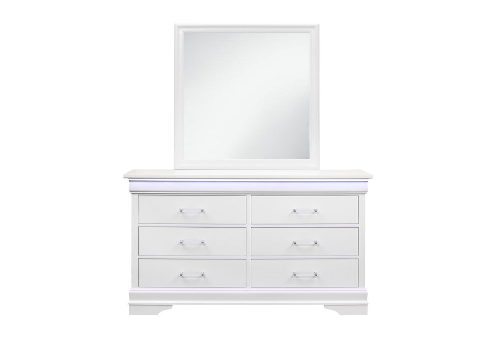 Charlie - Twin Bed, Dresser, Mirror And Nightstand - White