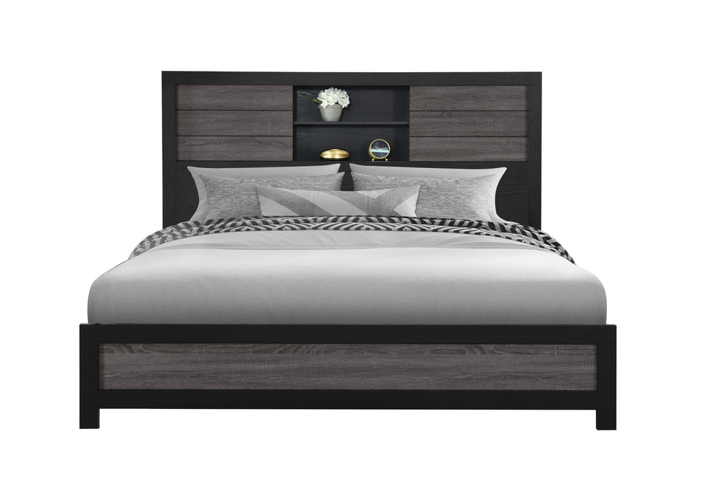 Lisbon - King Bookcase Bed - Gray / Black