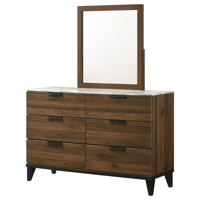 Mays - 6-Drawer Dresser With Mirror - Walnut