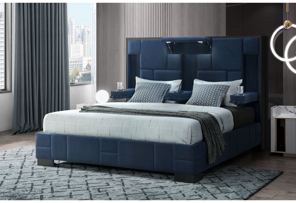 Oscar - King Bed No Wood Trim - Navy Blue