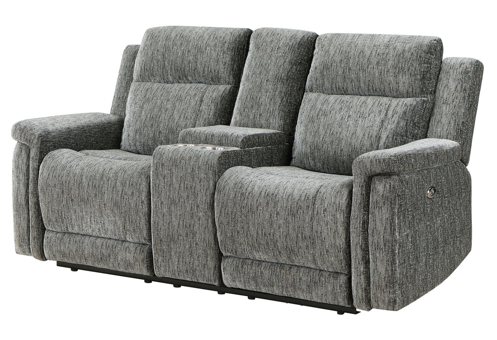 U1797 - Power Console Reclining Loveseat - Dark Gray