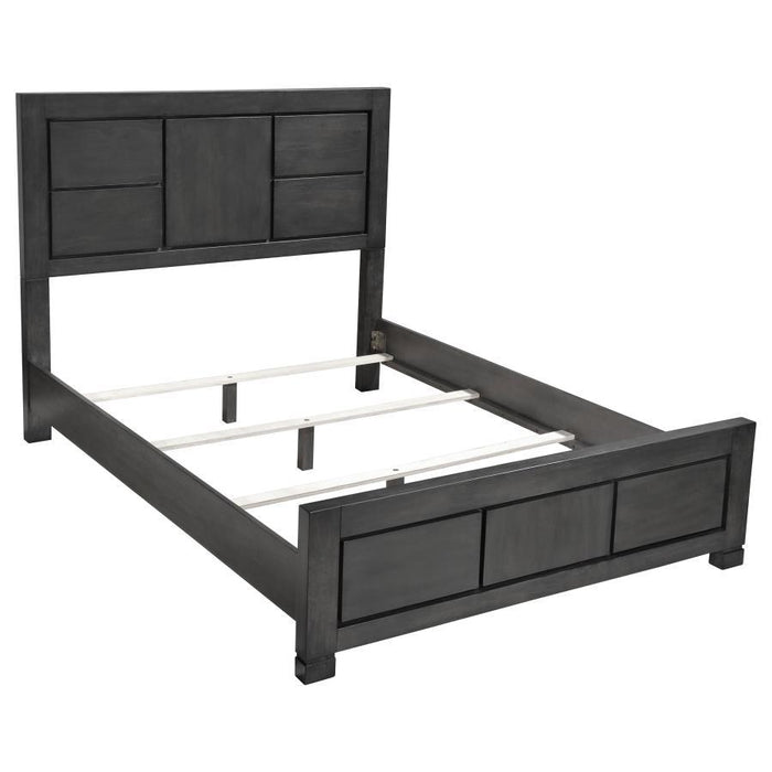 Lorenzo - Wood Eastern King Panel Bed - Dark Gray