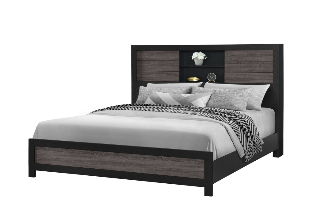 Lisbon - King Bookcase Bed Group - Gray / Black