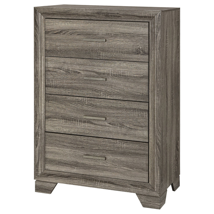 Wright - 4-Drawer Chest Of Drawers - Brown Oak