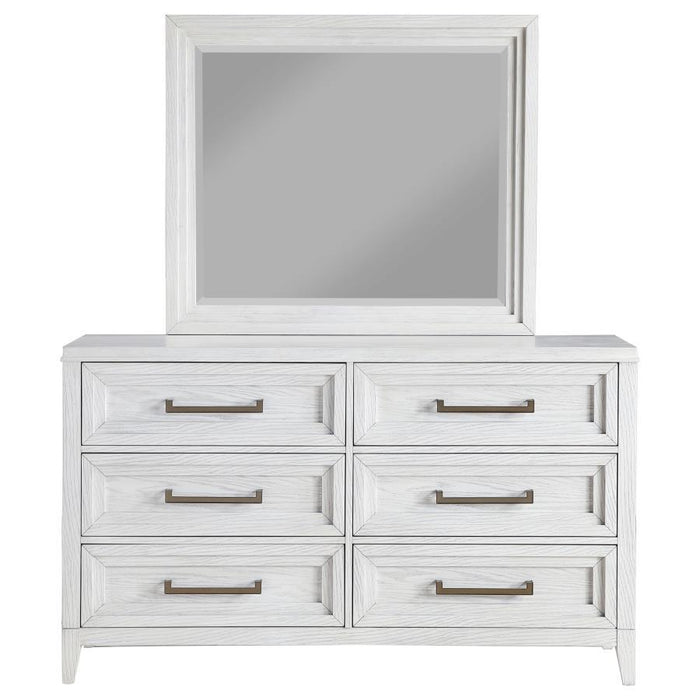 Marielle - 6 Drawers Dresser With Mirror - Distressed White