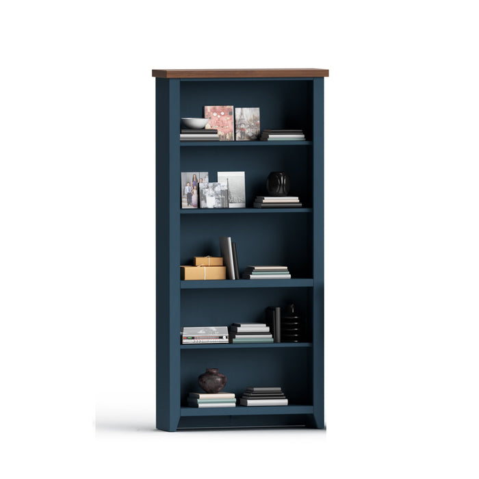 Nantucket - 5-Shelf Bookcase - Blue Denim / Whiskey