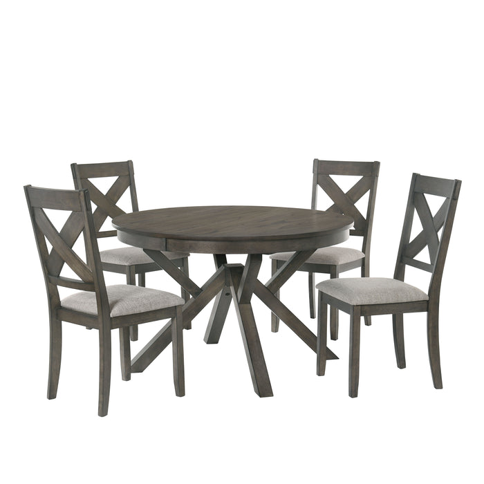 Gulliver - 5 Piece Dining Room Set (Round Dining Table & 4 Chairs) - Dark Brown