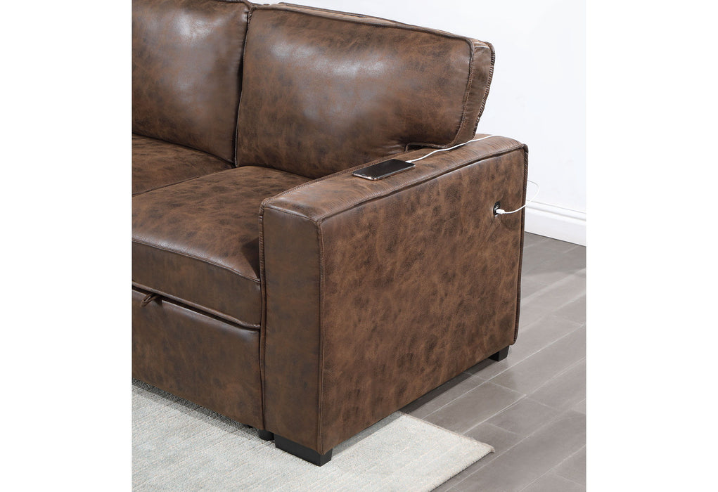 U0203 - Coffee Reversible Pullout Sofa Bed - Dark Brown