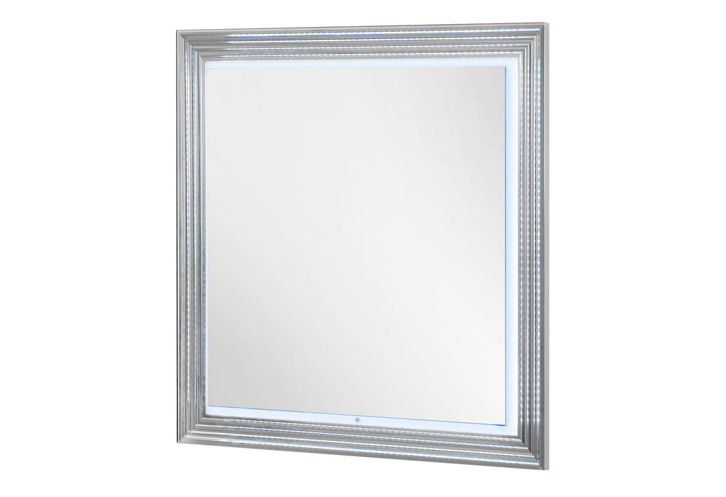 Ylime - Marble Mirror With LED - Light Gray / White