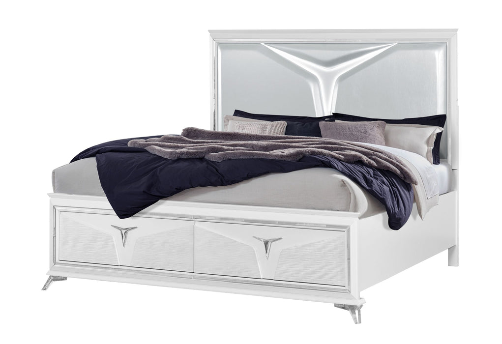 Romo - King Bed Group With LED - White