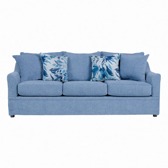 Sylvie - Sofa With 4 Accent Pillows - Slate Blue