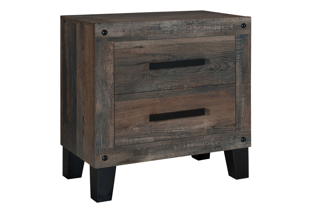 Burt - Queen Headboard With Legs, Dresser With 3 Drawers And Sliding Door, 1 Door Nightstand - Dark Oak