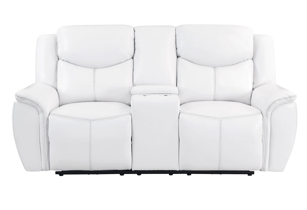 U5987 - Power Console Reclining Loveseat - Blanche White