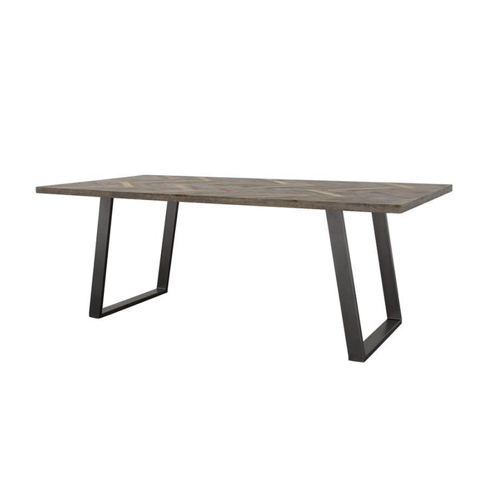 Misty - Sled Leg Dining Table - Gray Sheesham And Gunmetal