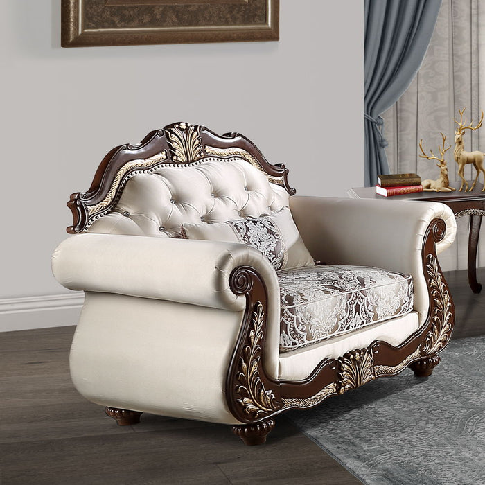 Pierce - Chair With Pillow - Beige Fabric & Cherry Finish